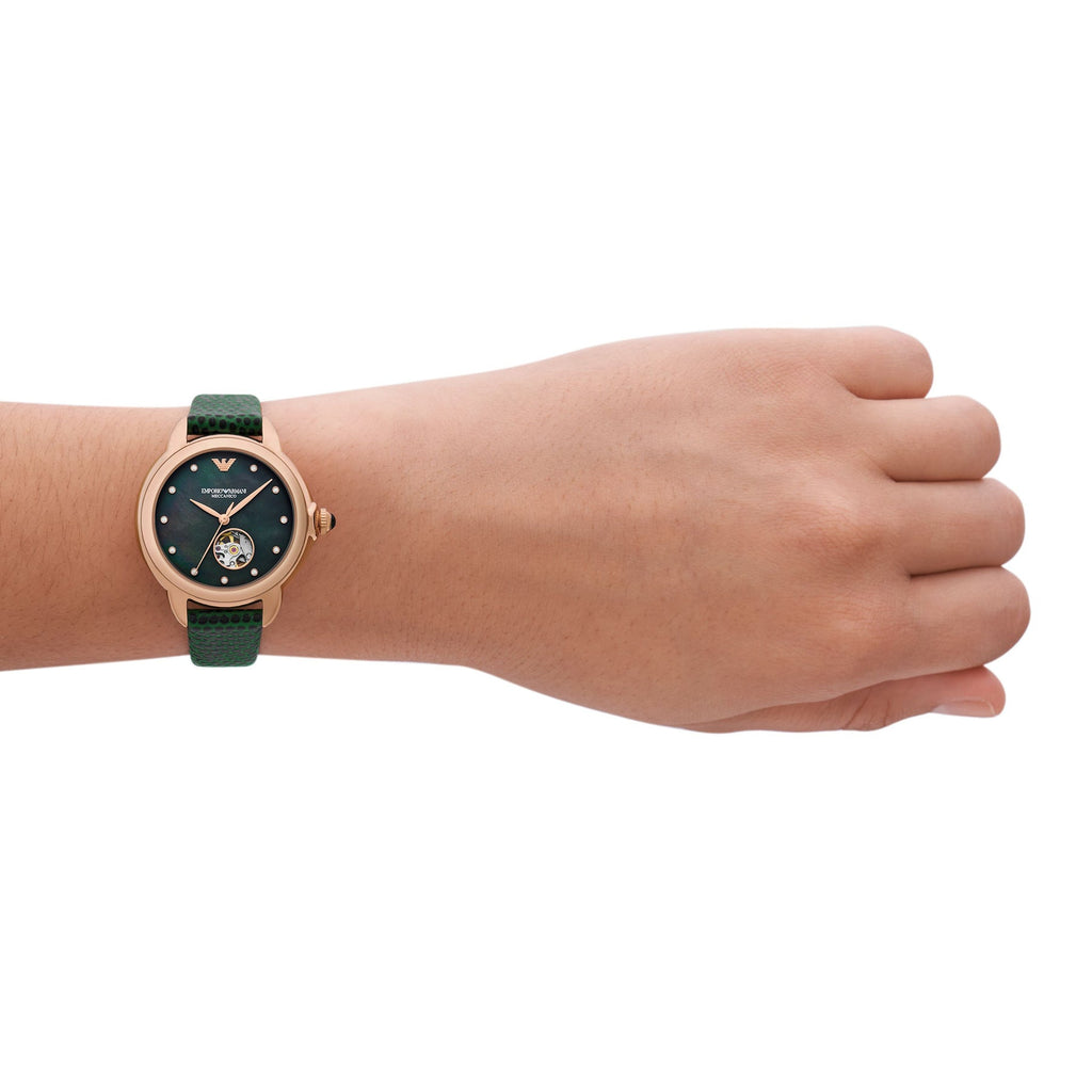 Emporio Armani Mia Open Heart Automatic Rose Gold Women's Watch - AR60073