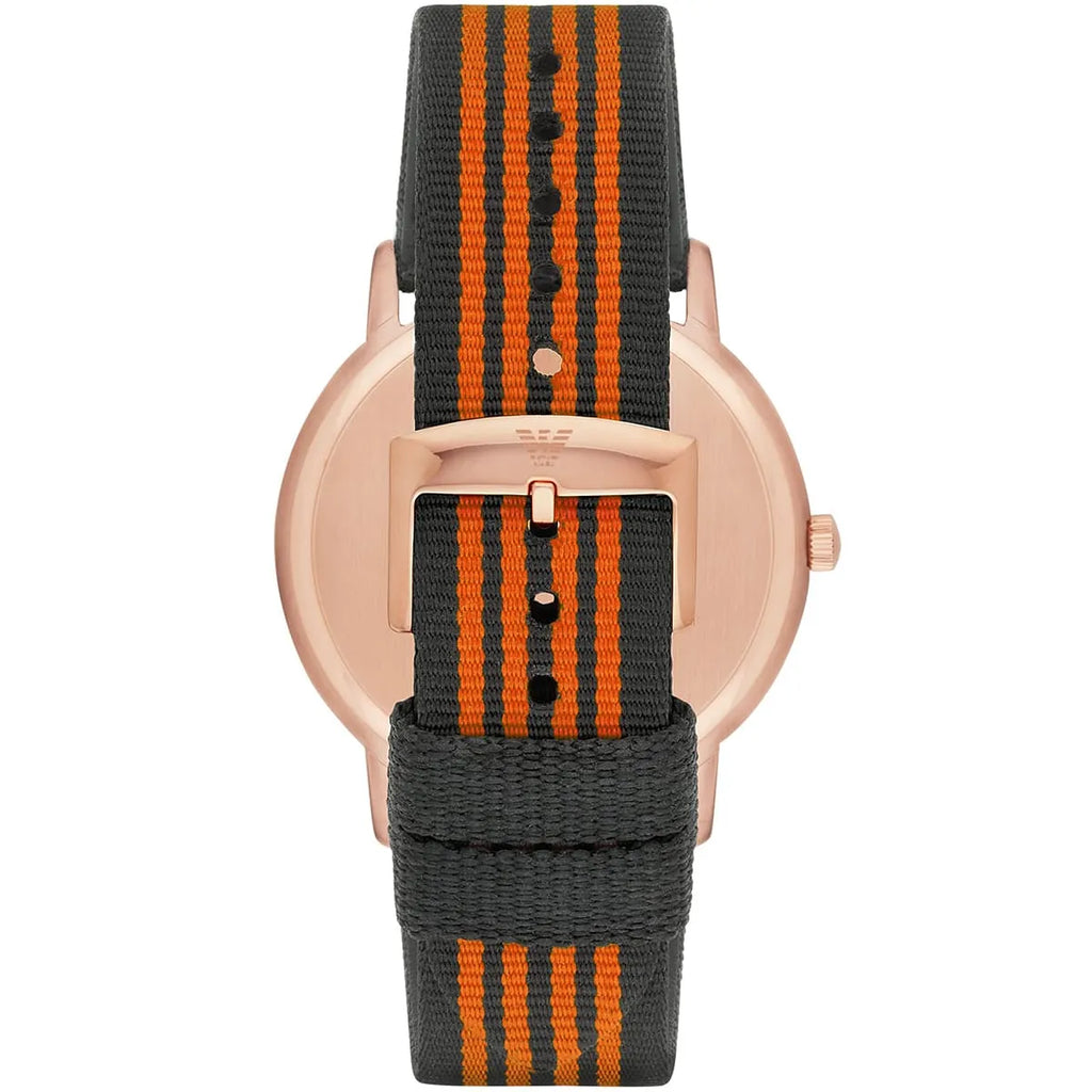 Emporio Armani Kappa Grey Dial Orange and Black Nylon Strap Men's Watch - AR11014