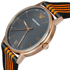 Emporio Armani Kappa Grey Dial Orange and Black Nylon Strap Men's Watch - AR11014