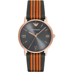Emporio Armani Kappa Grey Dial Orange and Black Nylon Strap Men's Watch - AR11014
