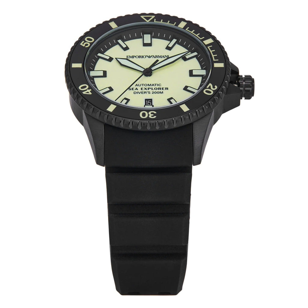 Emporio Armani Sea Explorer Automatic Black Silicone Men's Watch - AR60085