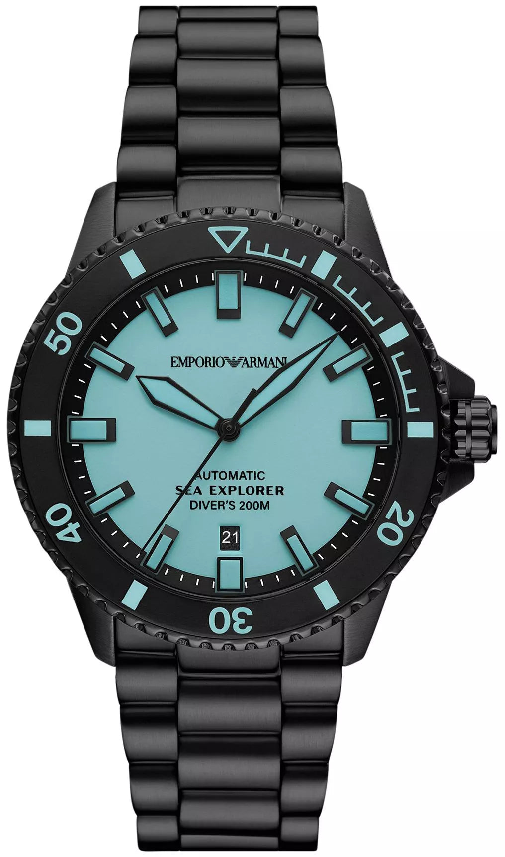 Emporio Armani Sea Explorer Automatic Black Stainless Steel Watch ar60084 Hoofdafbeelding