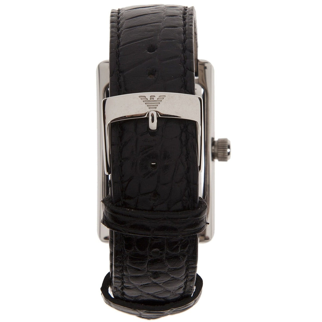 Emporio Armani Classic Rectangle Black Genuine Leather Women's Watch - AR0144