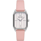 Emporio Armani Classic Rectangle Pink Genuine Leather Women's Watch - AR11207