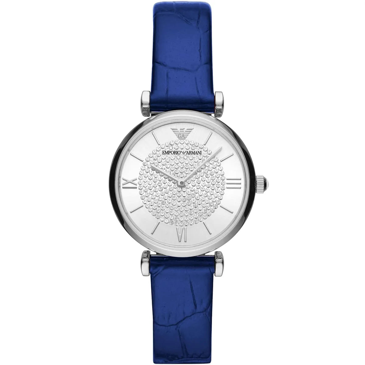 Emporio Armani Gianni T-Bar Two-Hand Blue Genuine Leather Women's Watch - AR11344 Hoofdafbeelding