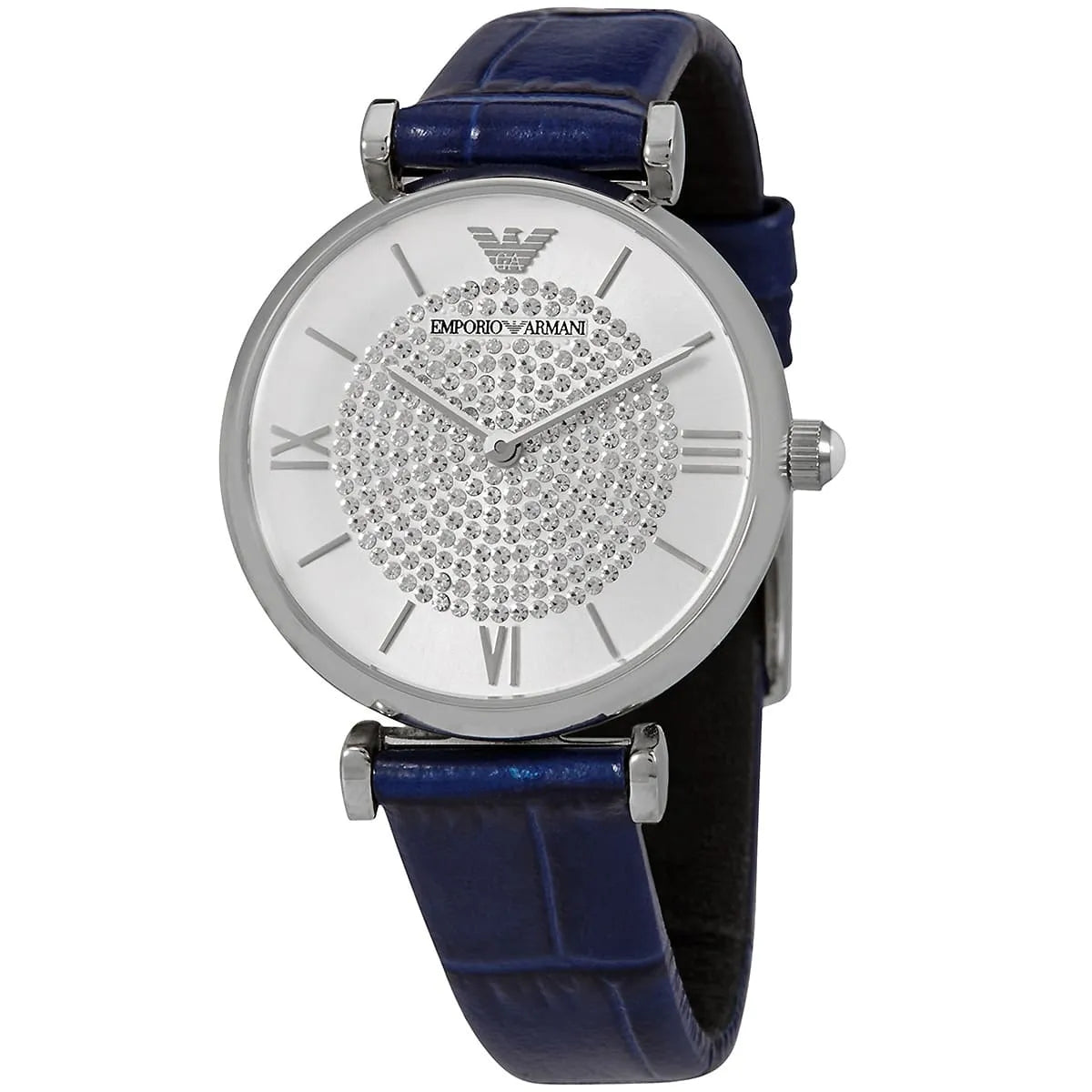 Emporio Armani Gianni T-Bar Two-Hand Blue Genuine Leather Women's Watch - AR11344 Secundaire afbeelding