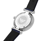 Emporio Armani Gianni T-Bar Two-Hand Blue Genuine Leather Women's Watch - AR11344