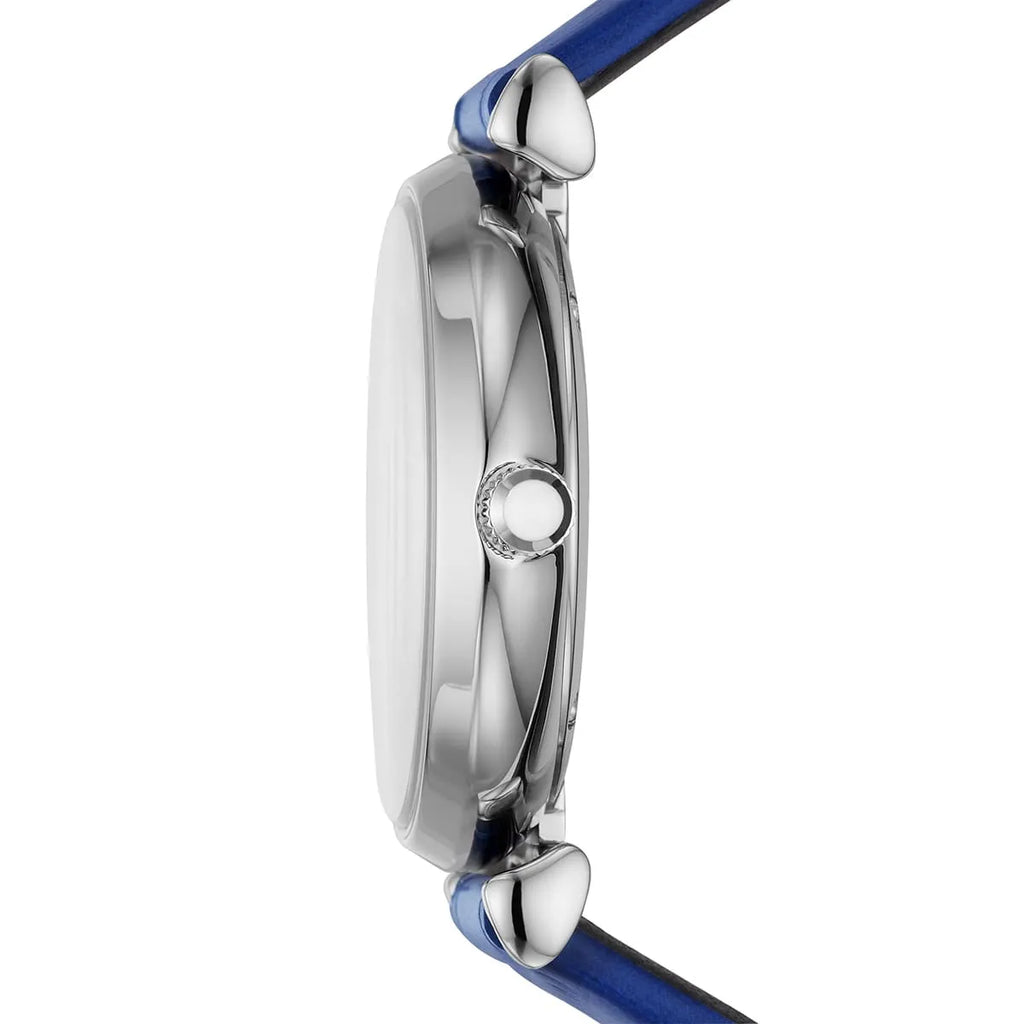 Emporio Armani Gianni T-Bar Two-Hand Blue Genuine Leather Women's Watch - AR11344