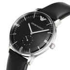 Emporio Armani Gianni Sub Dial Black Genuine Leather Men's Watch - AR0382