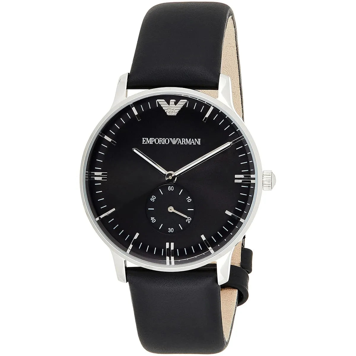 Emporio Armani Gianni Sub Dial Black Genuine Leather Men's Watch - AR0382 Secundaire afbeelding