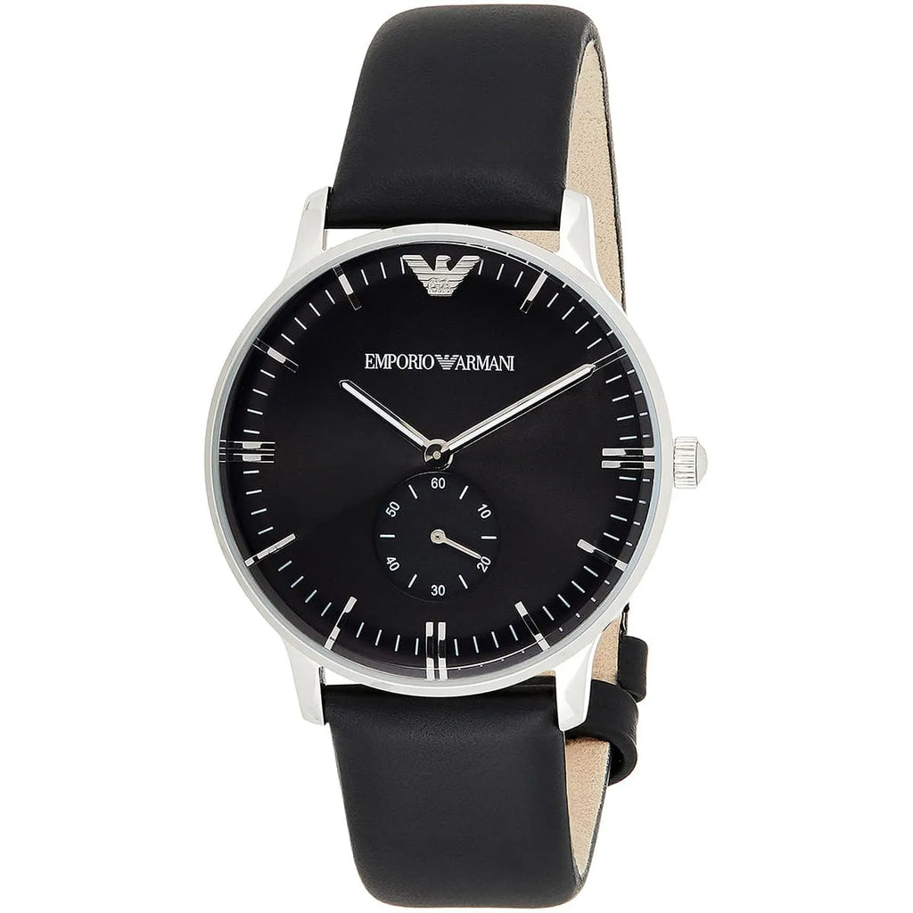 Emporio Armani Gianni Sub Dial Black Genuine Leather Men's Watch - AR0382
