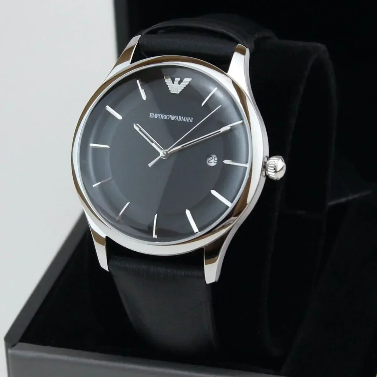 Emporio Armani Lambda Black Genuine Leather Men's Watch - AR11020