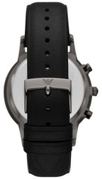 Emporio Armani Renato Chronograph Black Genuine Leather Men's Watch - AR11473