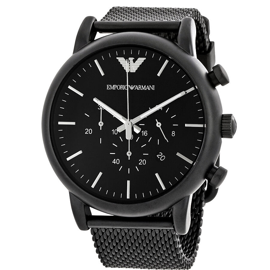 Emporio Armani Luigi Sport Chronograph Herenhorloge met zwarte meshband - AR1968 Hoofdafbeelding