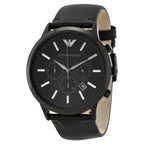 Emporio Armani Sportivo Chronograph Black Genuine Leather Men's Watch - AR2461