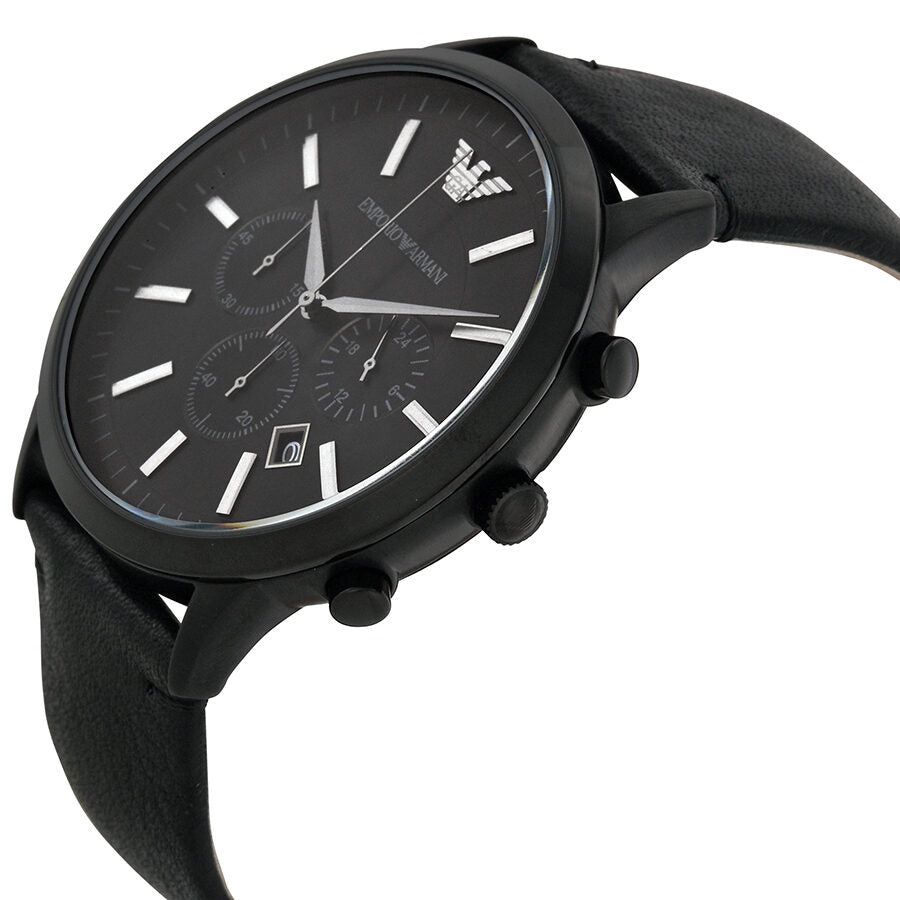 Emporio Armani Sportivo Chronograph Black Genuine Leather Men's Watch - AR2461 Secundaire afbeelding