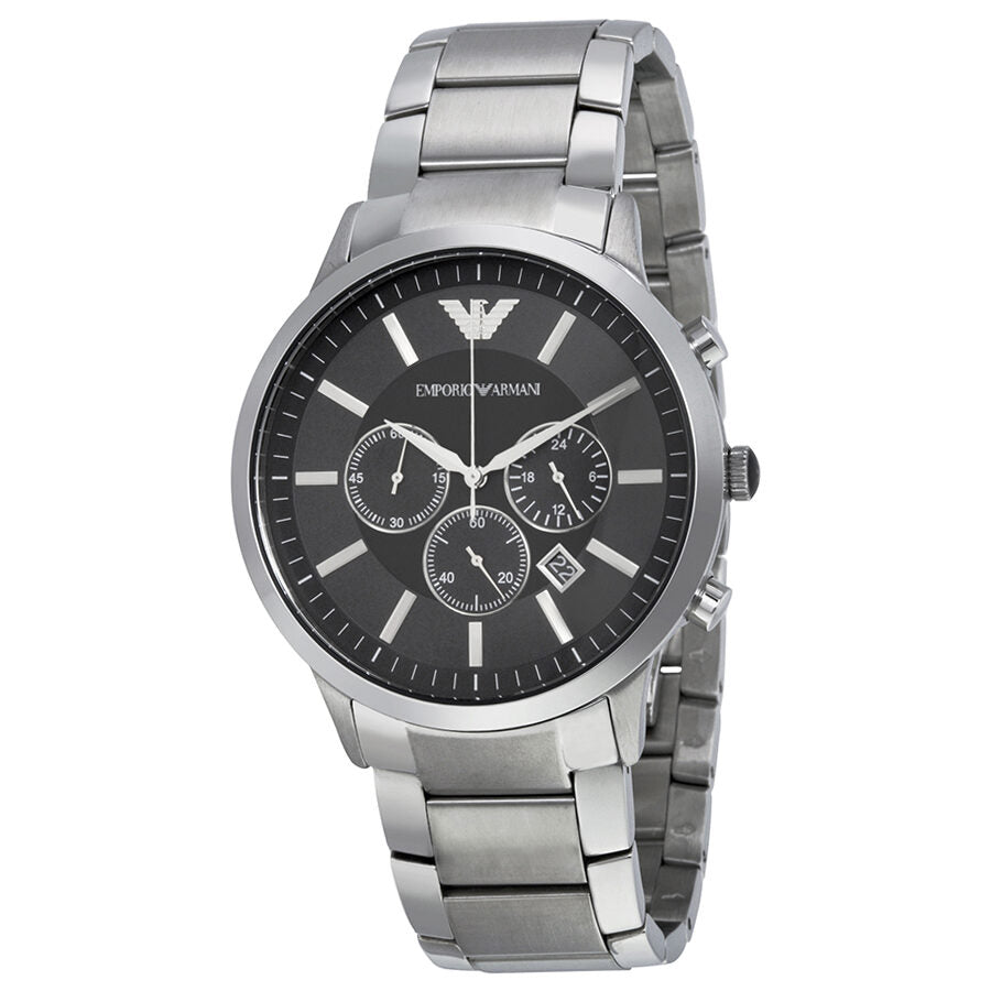 Emporio Armani Sportivo Chronograaf Herenhorloge met Zwarte Wijzerplaat en Stalen Kast AR2460 Hoofdafbeelding