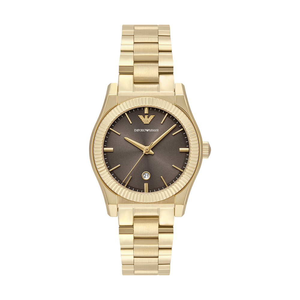 Emporio Armani Three-Hand Gold-Tone Brown Dial Stainless Steel Watch AR11700 Hoofdafbeelding