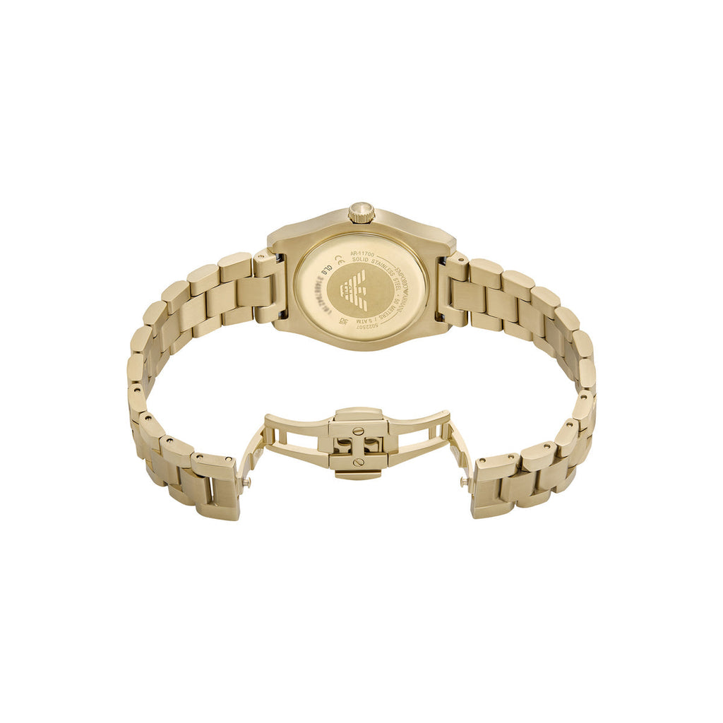 Emporio Armani Three-Hand Gold-Tone Brown Dial Stainless Steel Watch AR11700