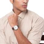 Emporio Armani Kappa Brown Genuine Leather Men's Watch - AR80006
