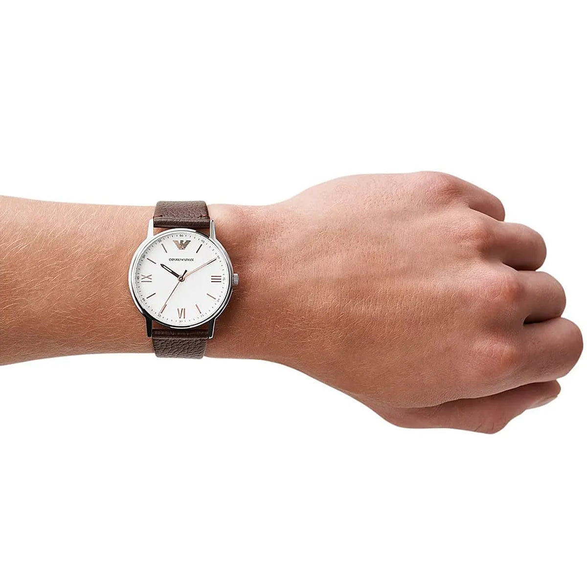 Emporio Armani Kappa Brown Genuine Leather Men's Watch - AR80006