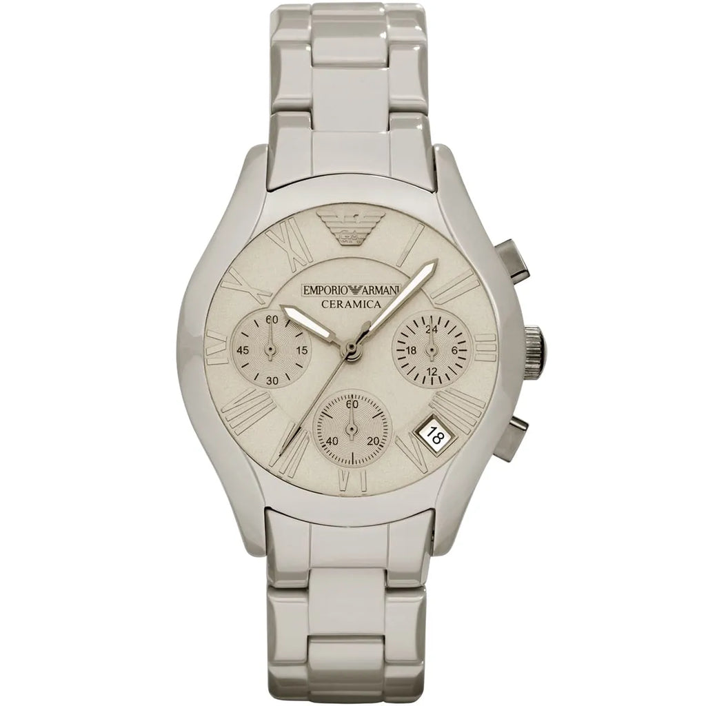 Emporio Armani Valente White Ceramica Chronograph Men's Watch - AR1460
