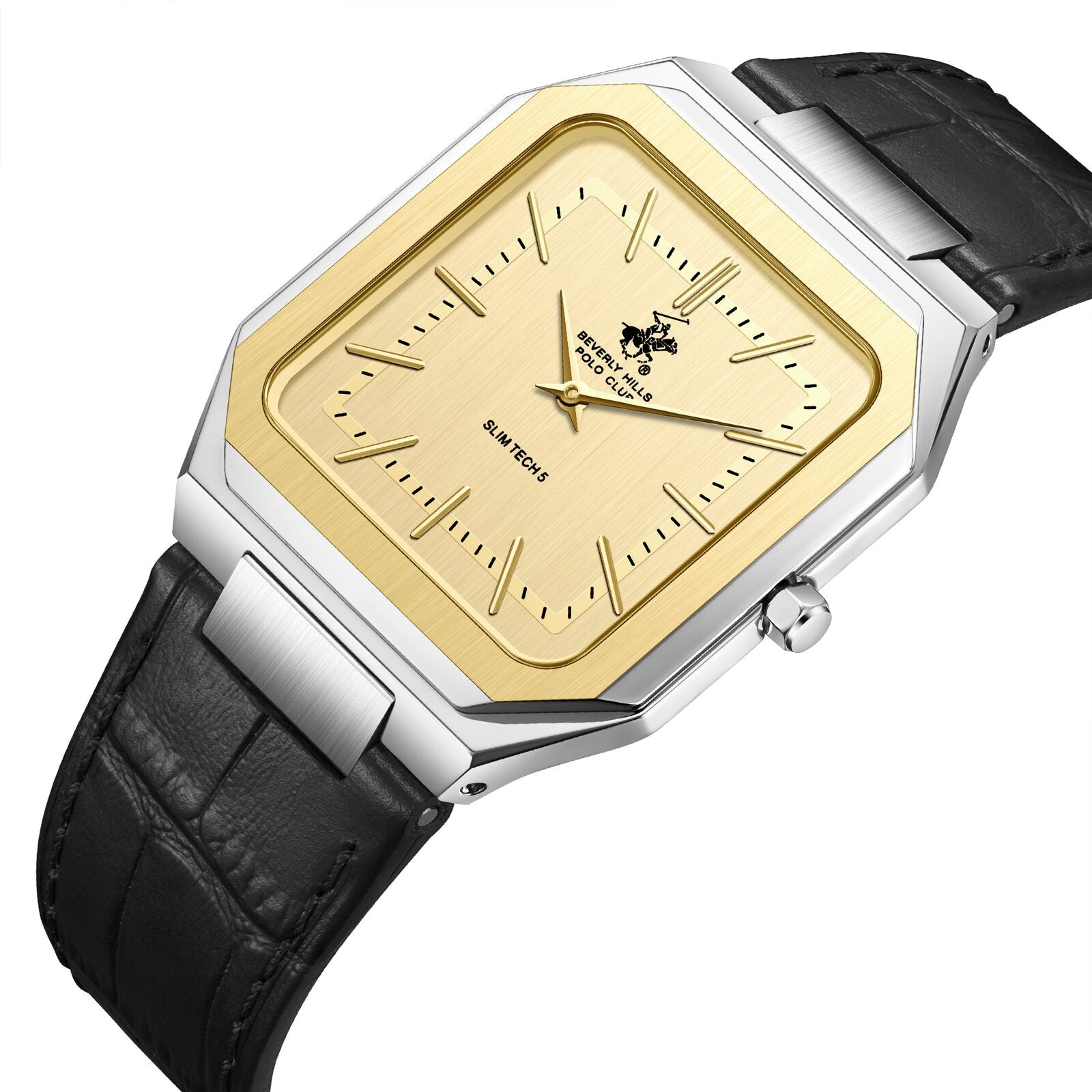 Beverly Hills Polo Club Slim Tech 5 Gold Dial Black Leather Watch BP3865X.211 Secondary image