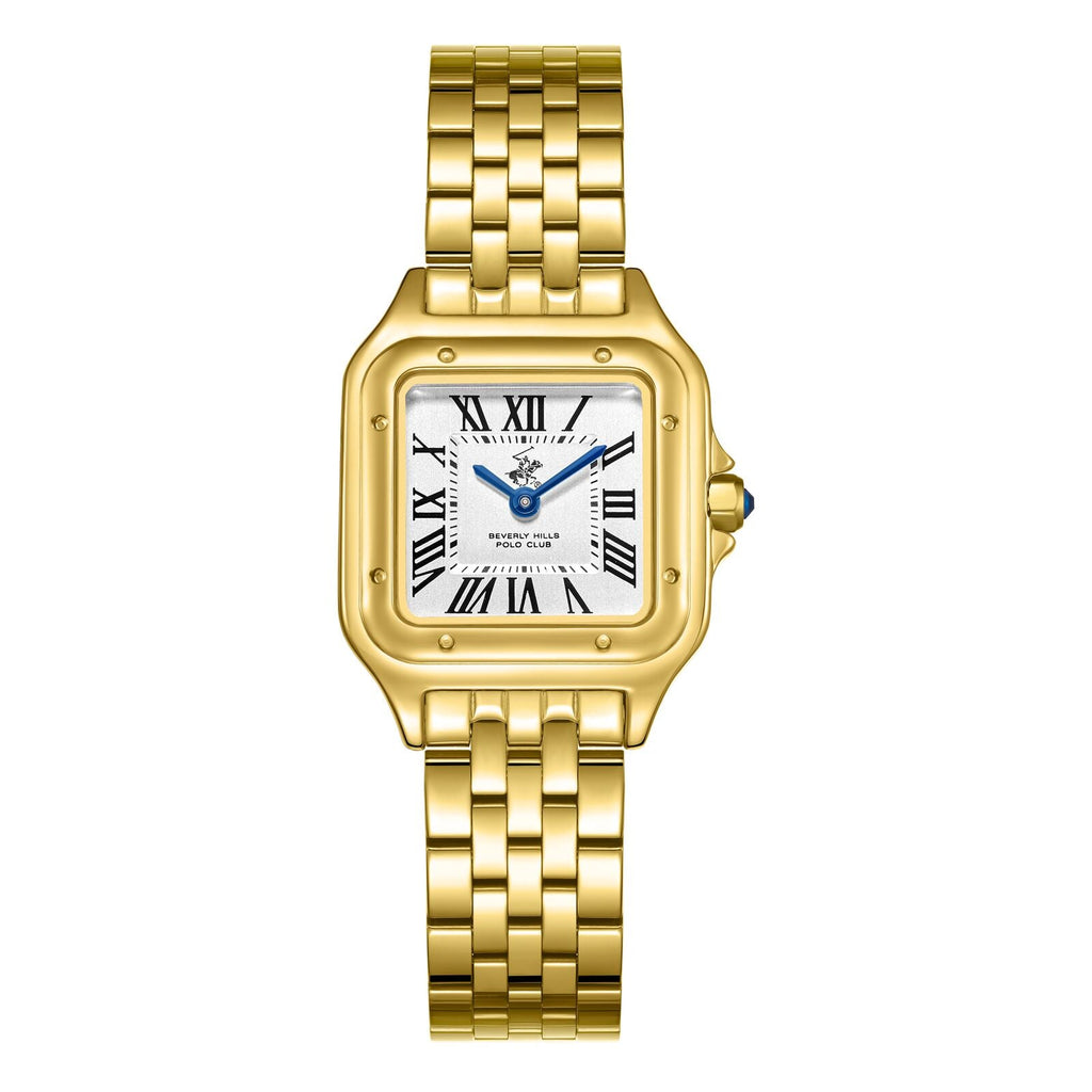 Beverly Hills Polo Club Roman Numeral All Gold Square Watch BP3755C.130