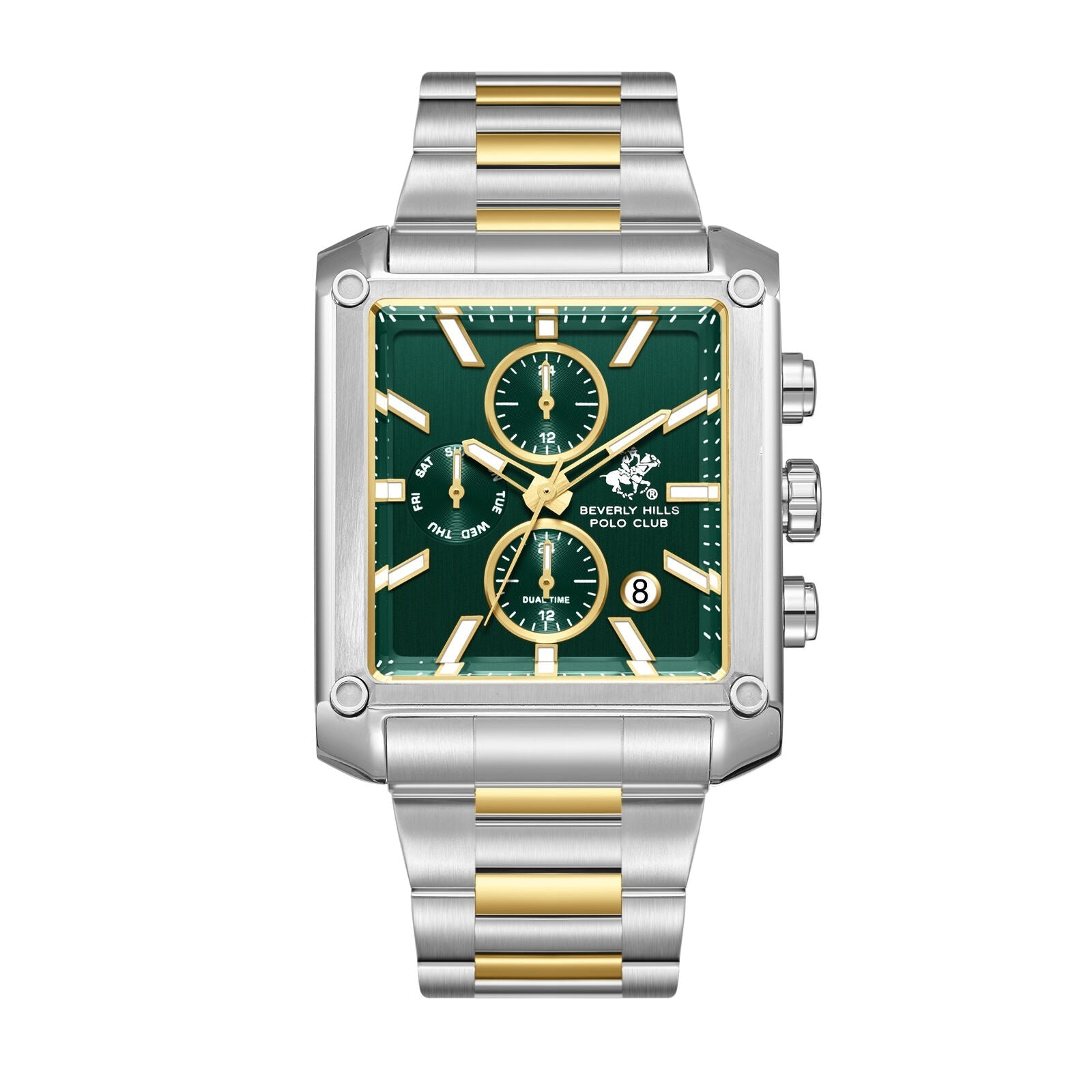 Beverly Hills Polo Club Dual Time Green Dial Two-Tone Watch BP3868X.270 Main image