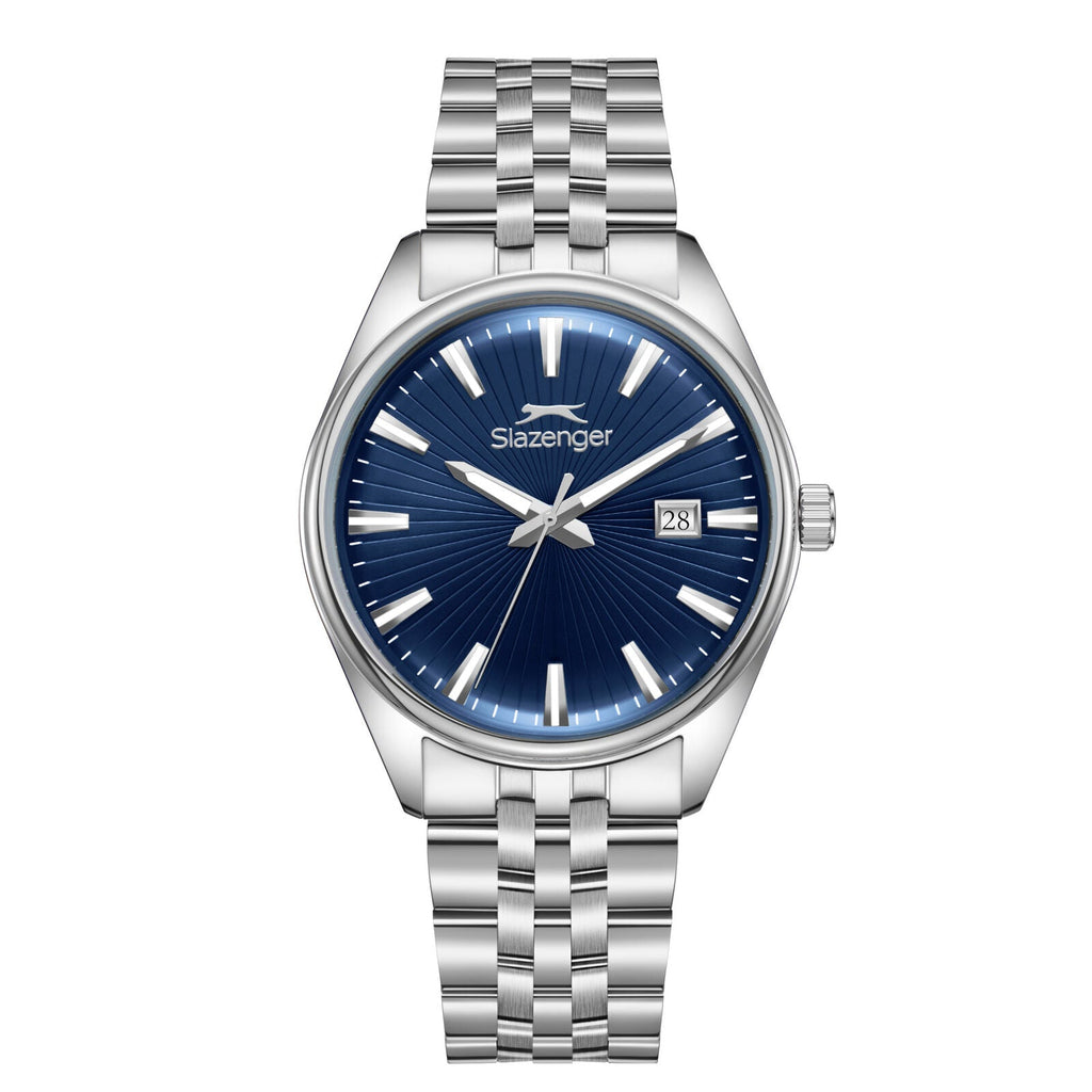 Slazenger Heritage Day Date Window Dark Blue Dial Silver Watch - SL.09.2580.1.390