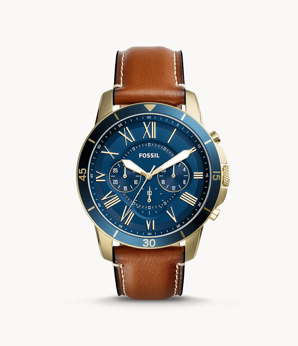Fossil Grant Blue Dial Men's Chronograph Leather Watch FS5268 Main image