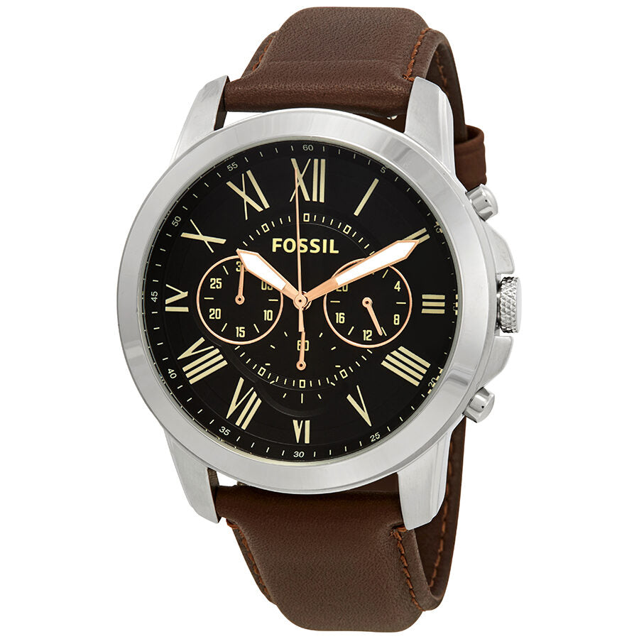 Fossil Grant Chronograph Black Dial Brown Leather Men's Watch FS4813 Main image