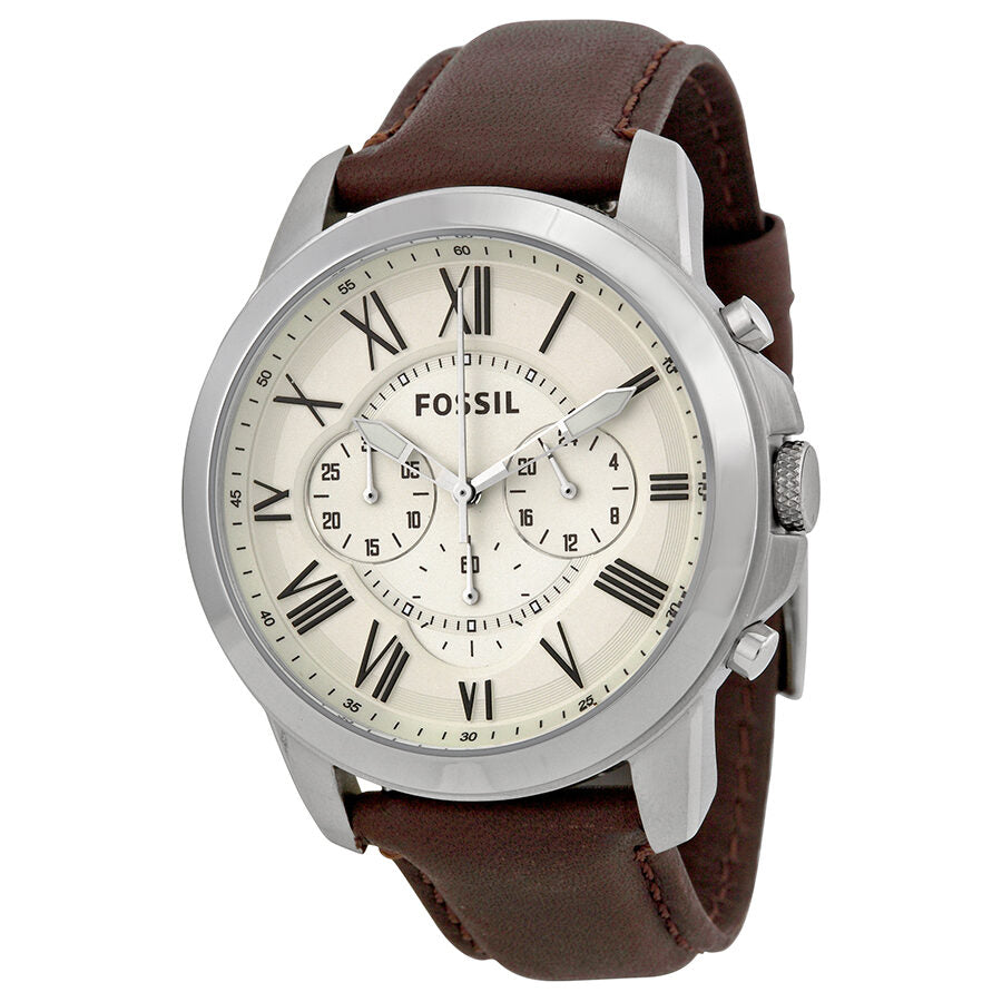 Fossil Grant Chronograaf Herenhorloge met Bruine Lederen Band FS4735 Hoofdafbeelding
