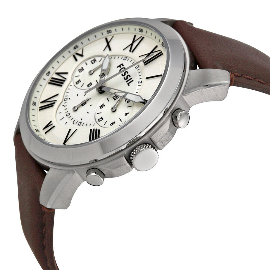 Fossil Grant Chronograaf Herenhorloge met Bruine Lederen Band FS4735 Secundaire afbeelding