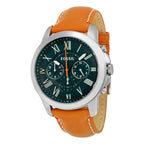 Fossil Grant Chronograph Hunter Green Dial Tan Leather Men's Watch - FS4918