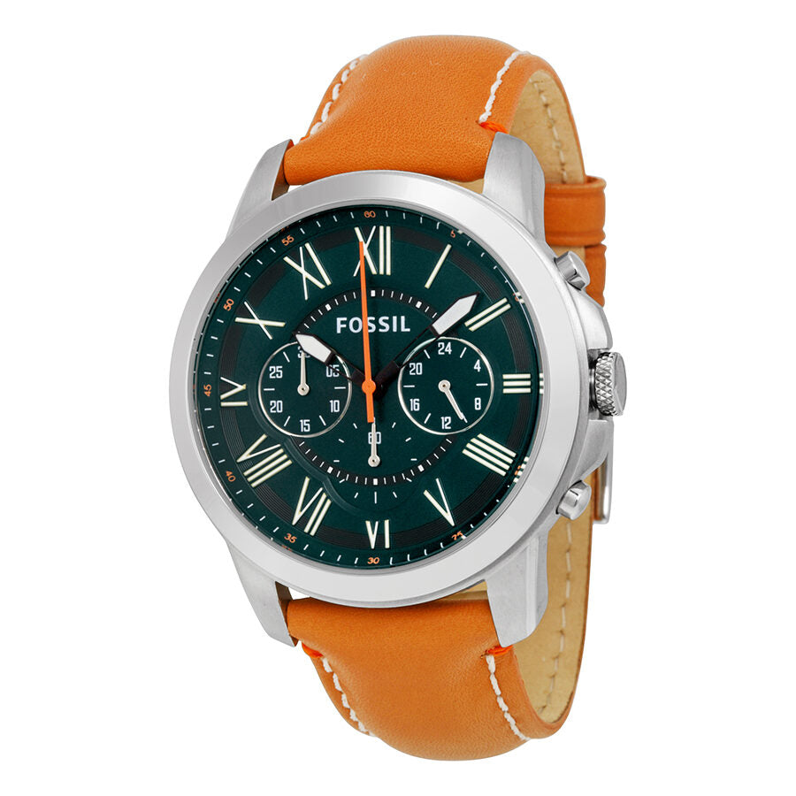 Fossil Grant Chronograph Hunter Green Dial Tan Leather Men's Watch - FS4918 Hoofdafbeelding