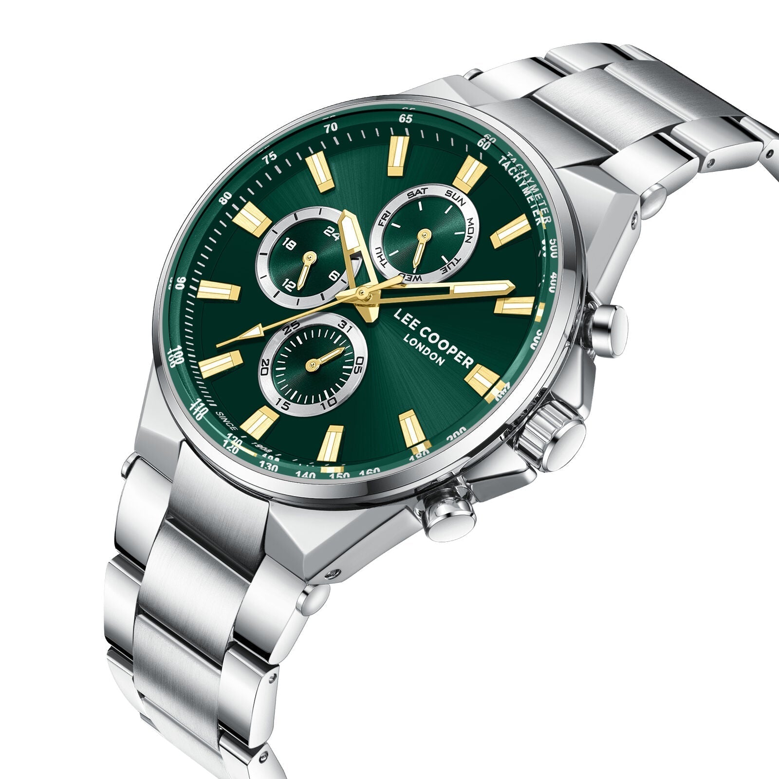 Lee Cooper Jules Multifunction Green Dial Silver Watch - LC08219.370
