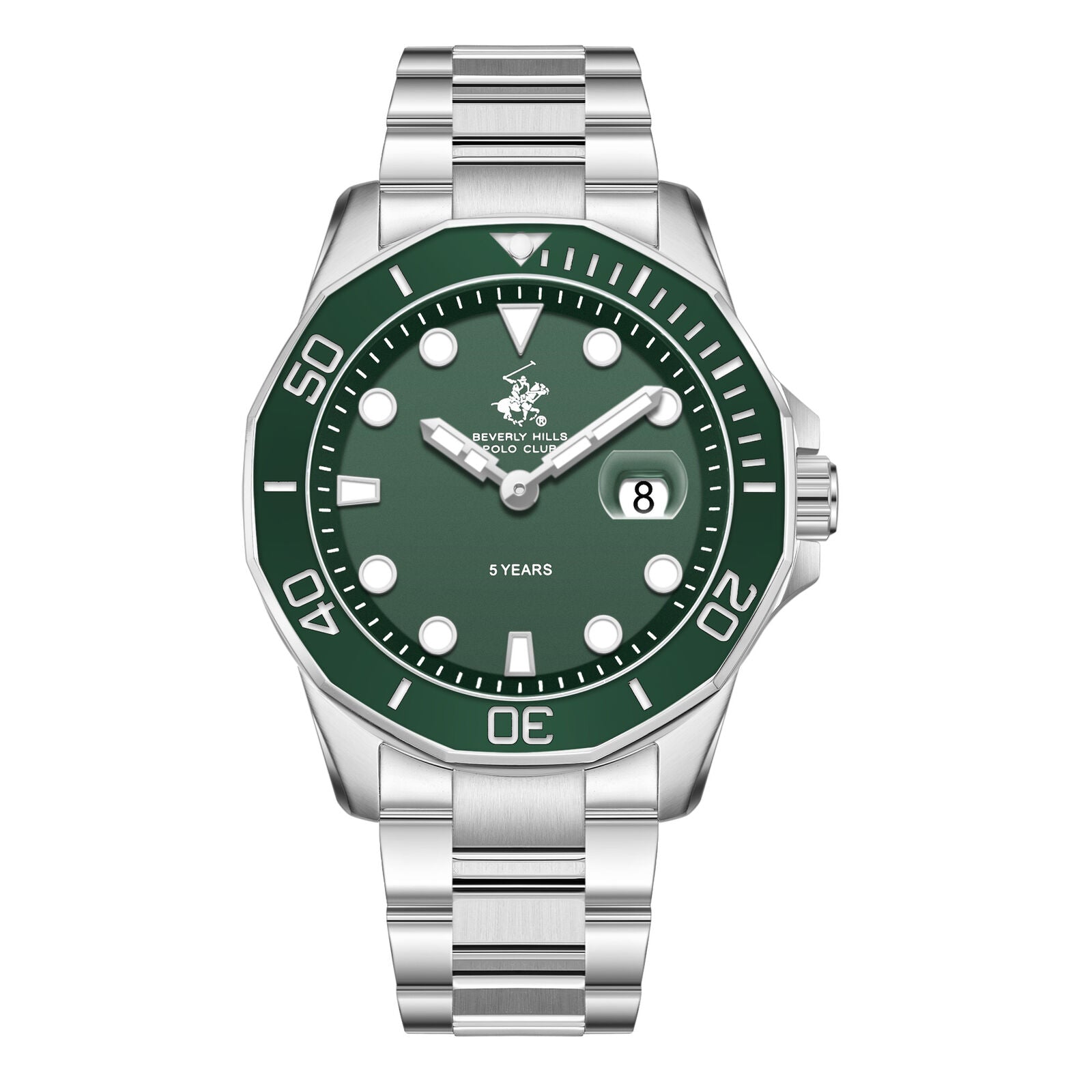 Beverly Hills Polo Club 5 Year Green Dial Silver Date Watch BP3878X.370 Main image