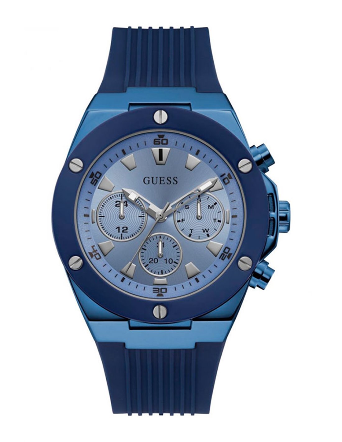 Guess Blue Silicone Multi-function Men's Watch GW0057G3 Hoofdafbeelding