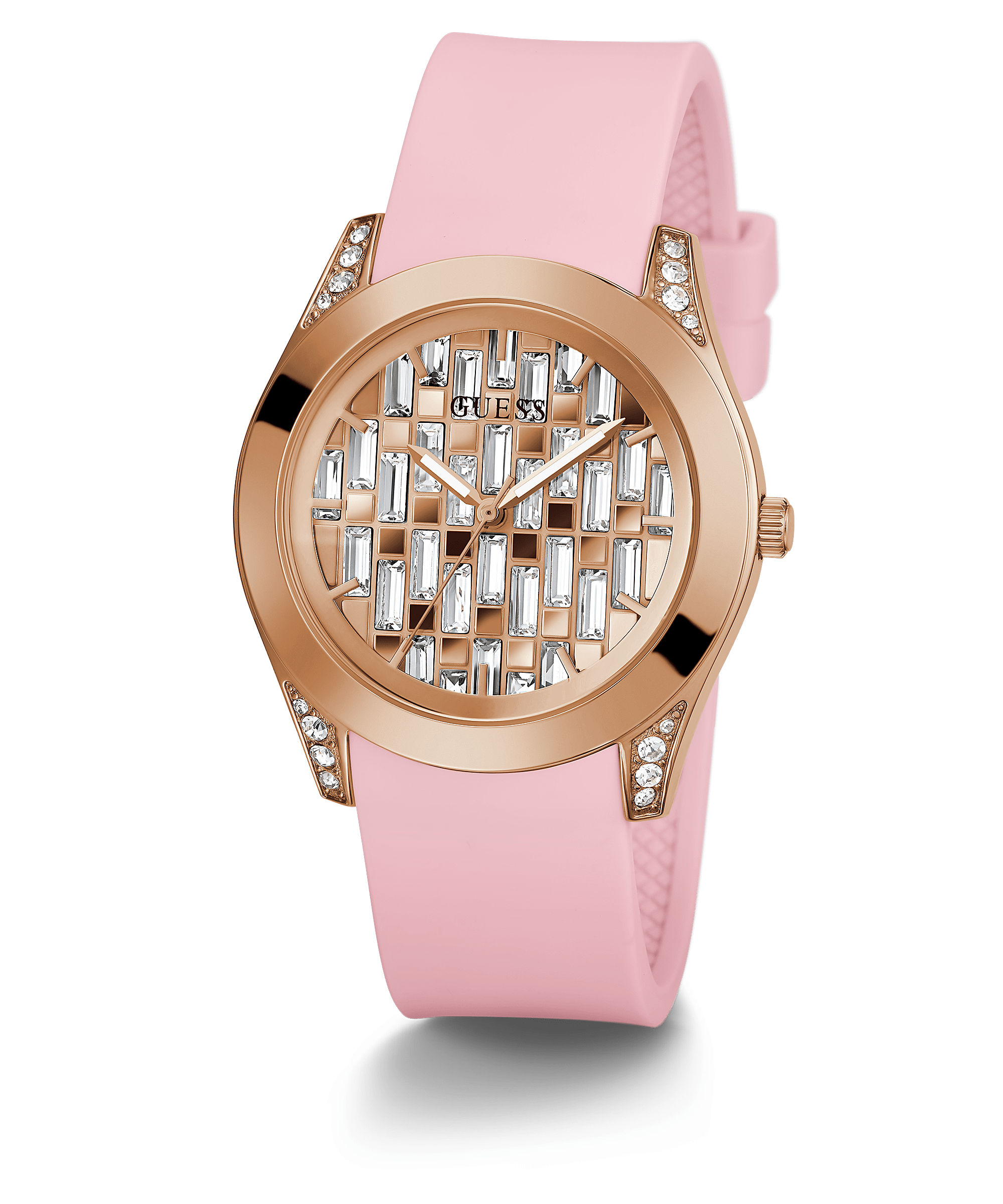 Guess Clarity Pink Tone Silicone Strap Women's Watch GW0109L2 Secundaire afbeelding