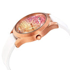 Guess Gold Tone Crystal Bezel White Strap Women’s Watch – W1223L3