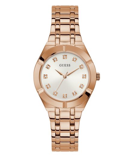Guess Crystalline dameshorloge met witte wijzerplaat en roségouden accenten GW0114L3 Hoofdafbeelding