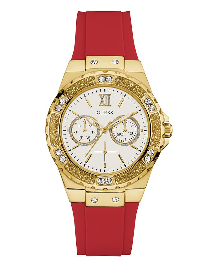 Guess Gold Tone Case Red Silicone Women's Watch GW0431L1 Hoofdafbeelding