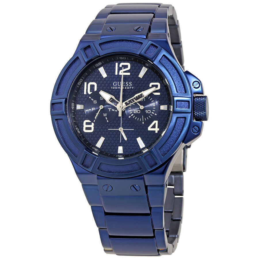 Guess Rigor multifunctioneel herenhorloge met blauwe wijzerplaat W0218G4 Hoofdafbeelding