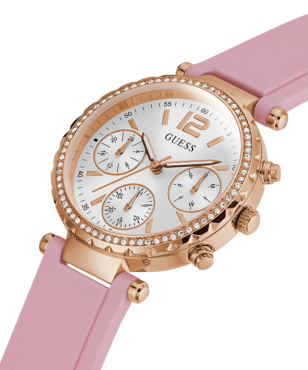 Guess Solstice Rose Gold Silicone Dameshorloge GW0113L4 Secundaire afbeelding