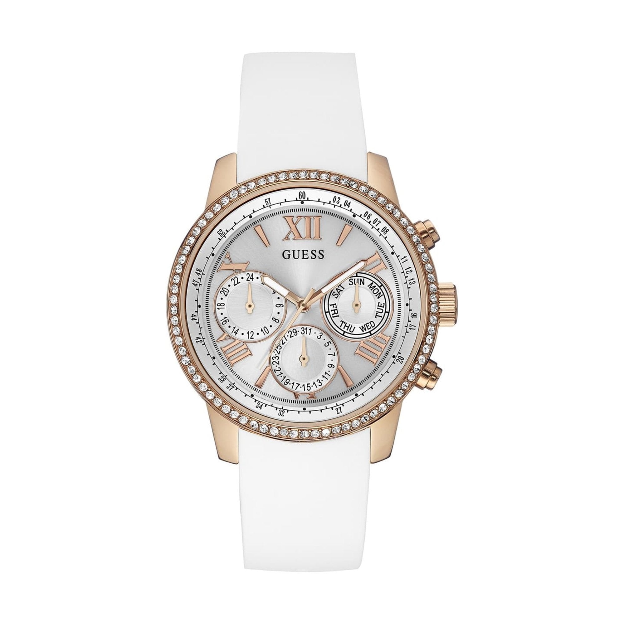 Guess Sport White Silicone Strap Rose Gold Women's Watch W0616L1 (Defect) Hoofdafbeelding