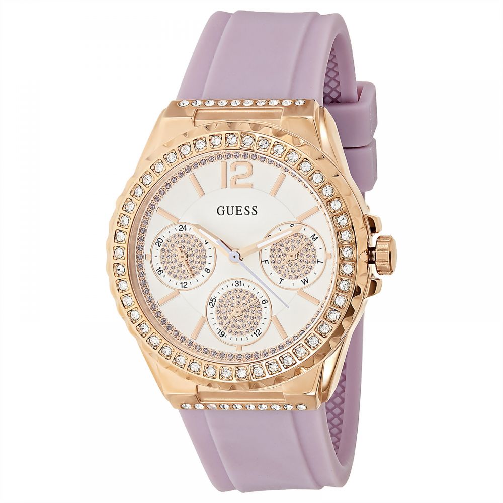 Guess Starlight Purple dameshorloge met siliconen bandje W0846L6 Hoofdafbeelding