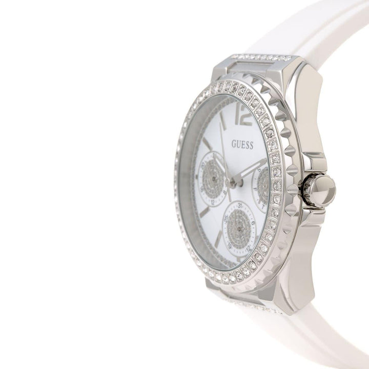 Guess Starlight Dameshorloge met witte rubberen band en kristallen wijzerplaat W0846L8 Secundaire afbeelding