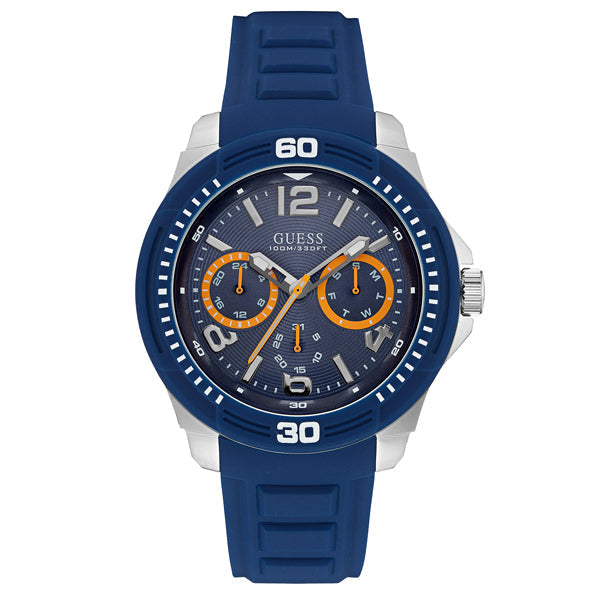 Guess Trade Blue Silicone Strap Men's Watch W0967G2 Hoofdafbeelding