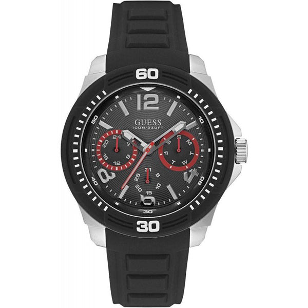 Guess Tread Black Silicon Strap Men's Watch W0967G1 Hoofdafbeelding